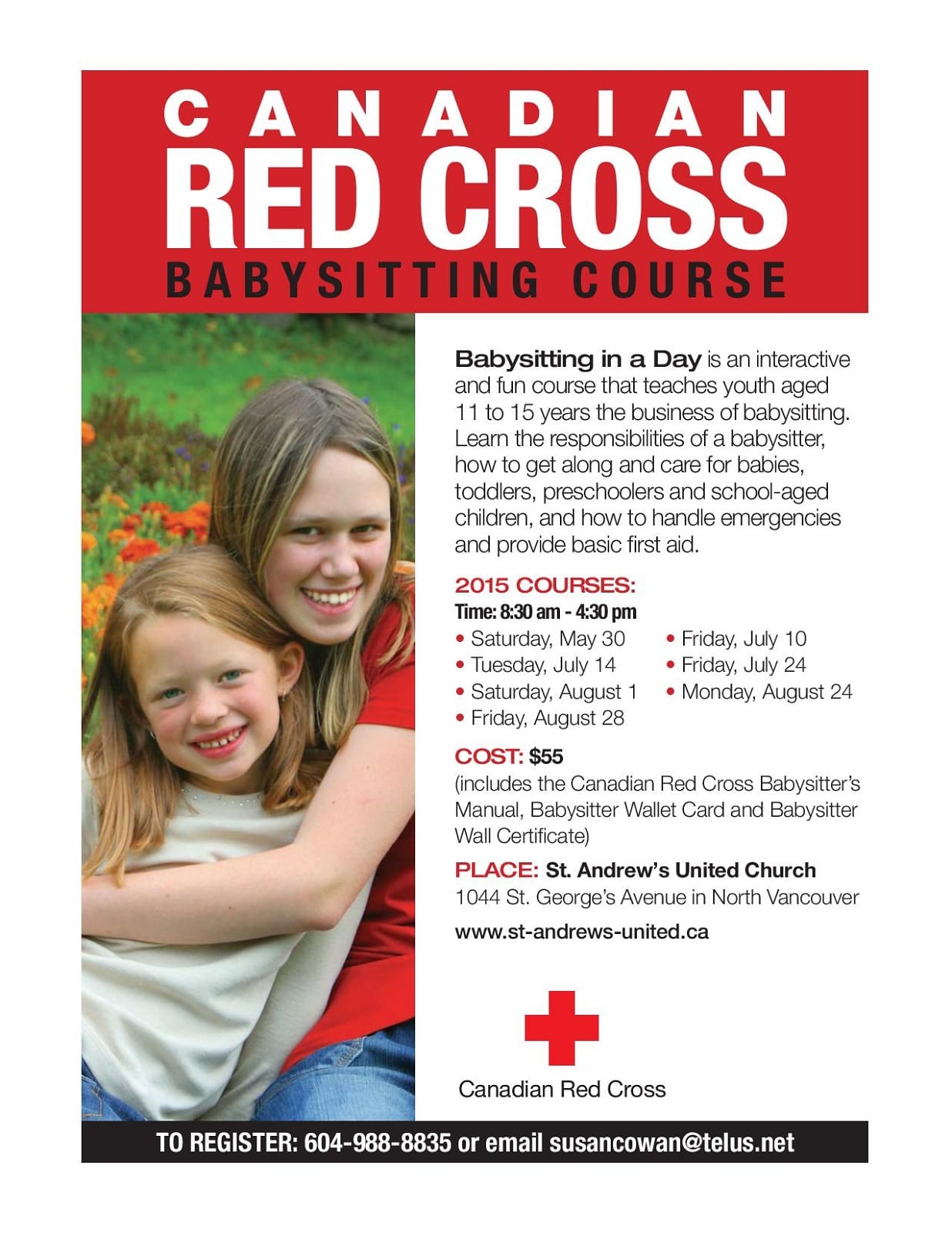 Canadian Red Cross Babysitting Course At St Andrew S United Church   RCBS Poster 